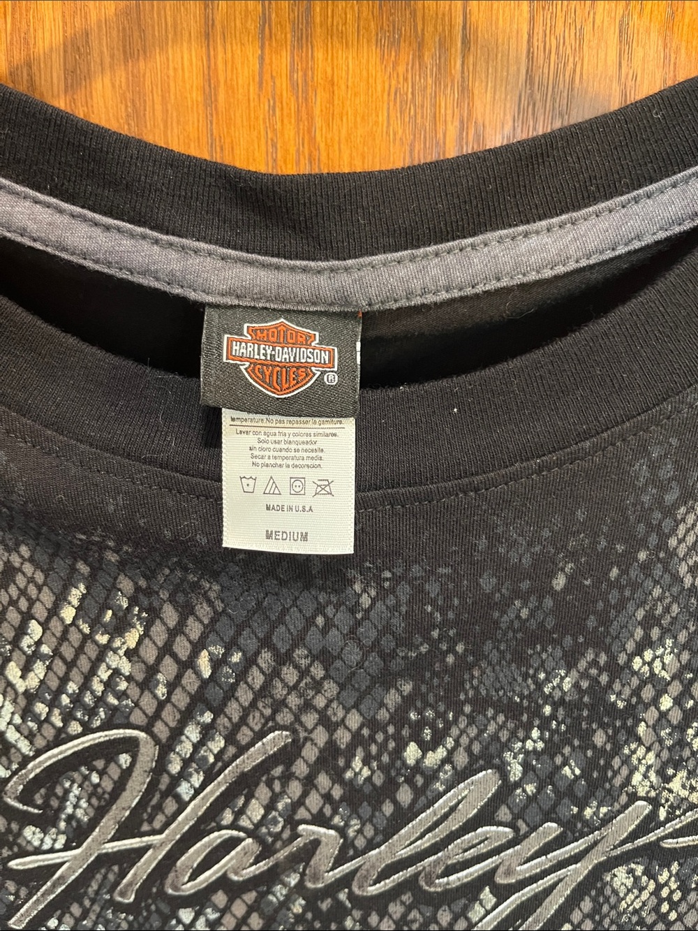Harley-Davidson Black Silver Script Tee - Picture 2 of 3